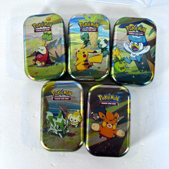 Pokémon Mini Tin Set of 5 – Empty Tins Only (Paldea Region Art) - Picture 1 of 2